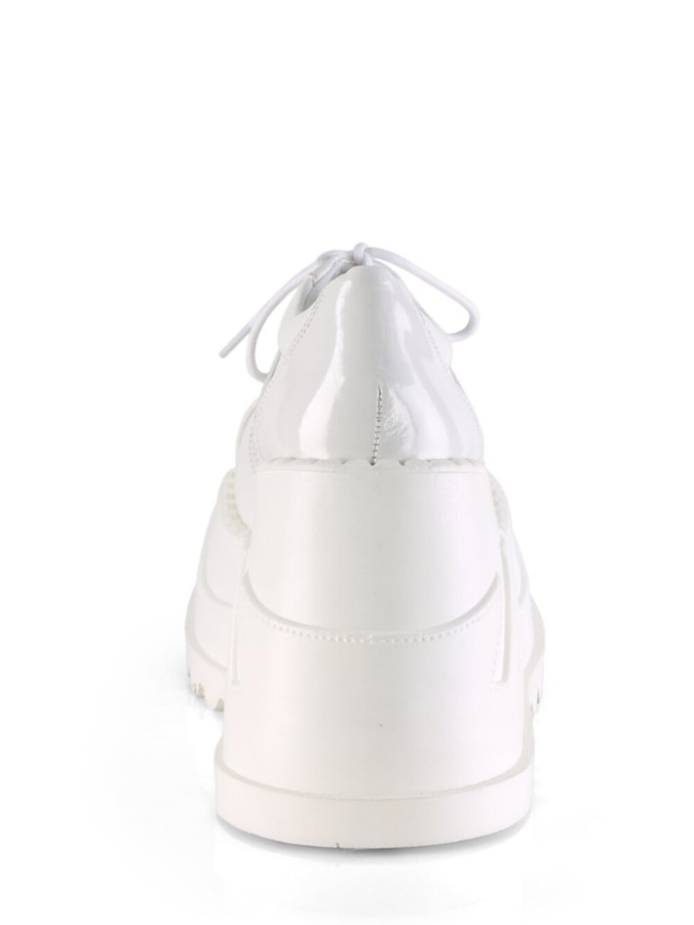 Wht Pat-Vegan Leather Wedge Platform Lace-Up Front Oxford Shoes - Picture 2 of 4